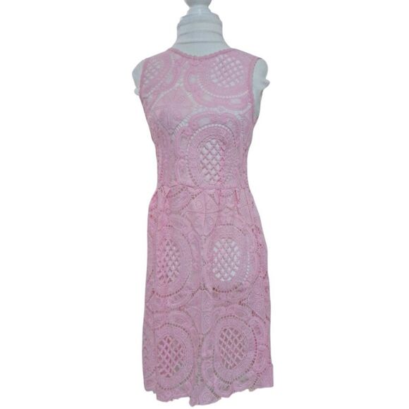 Urban Outfitters Kimchi Blue Women's Pink Lace Sleeveless Overlay Dress Small - Picture 3 of 4